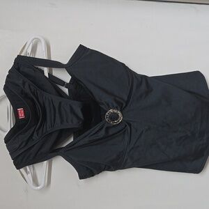 Aerin Rose bikini set dark grey stretchy, w/ metal detail & adjustable straps